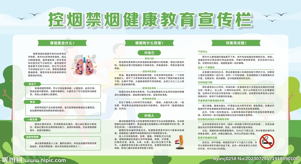 控烟戒烟禁烟健康教育宣传栏