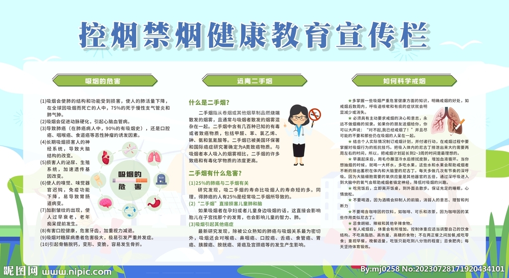 控烟戒烟禁烟健康教育宣传栏