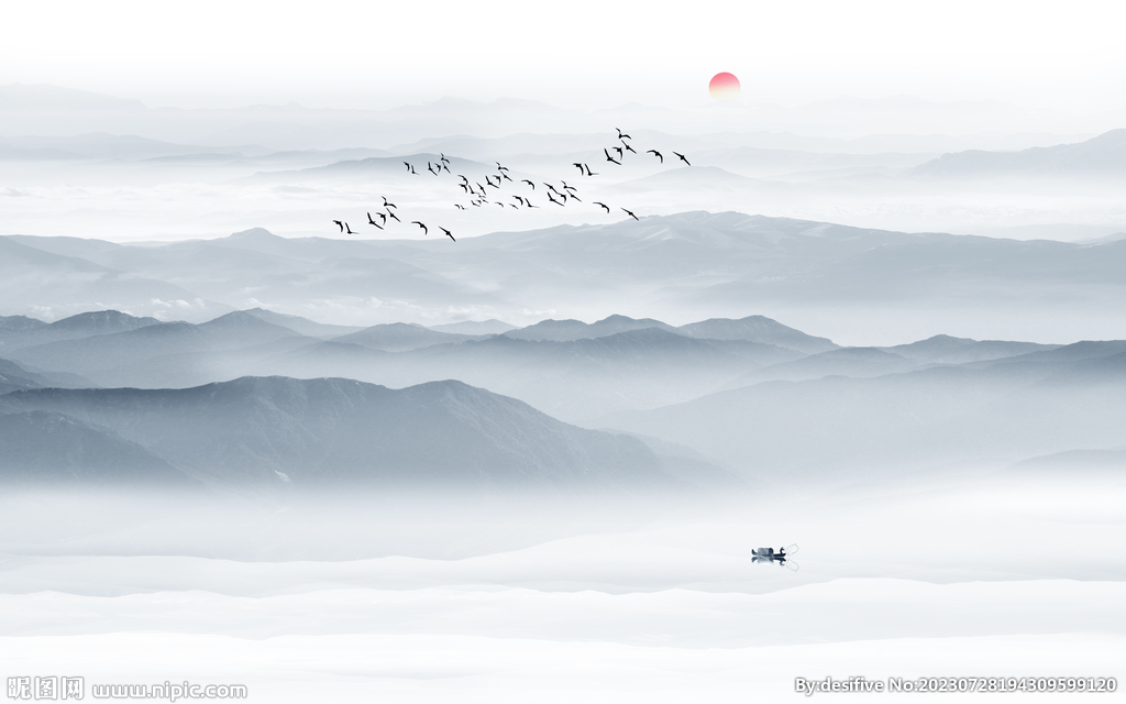 意境水墨画背景墙