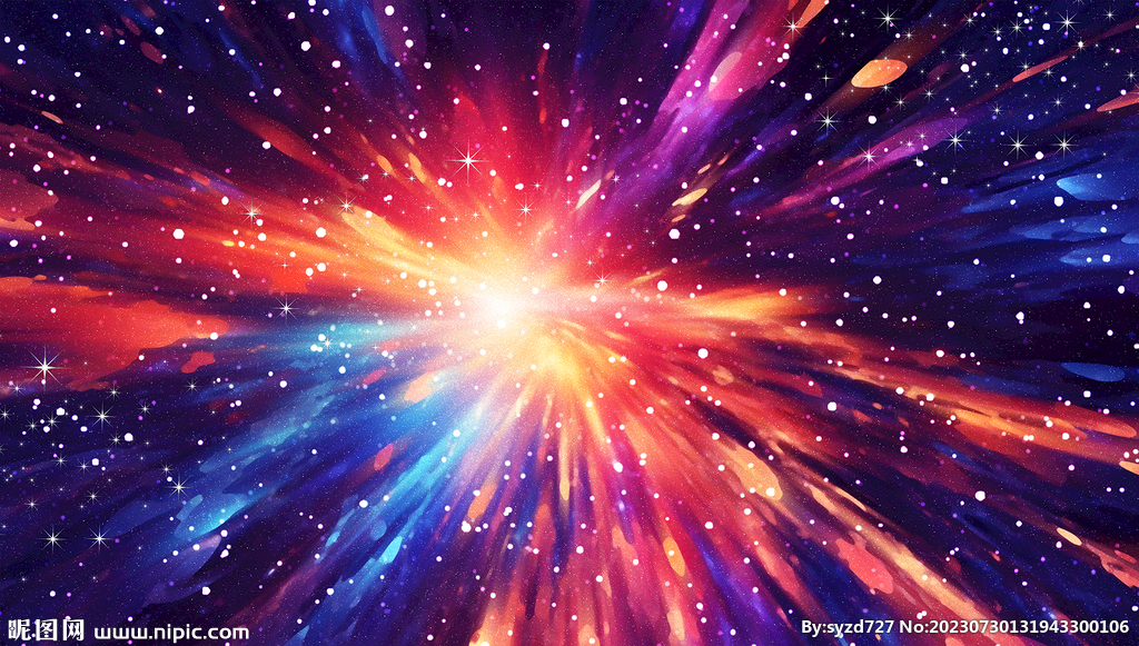 爆炸放射炫彩星空