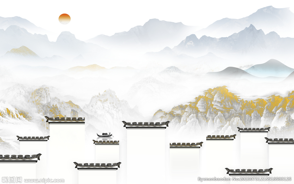 最新 中式简约山水 TIf分层