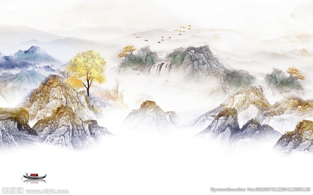 人气 中式简约山水 TIf分层