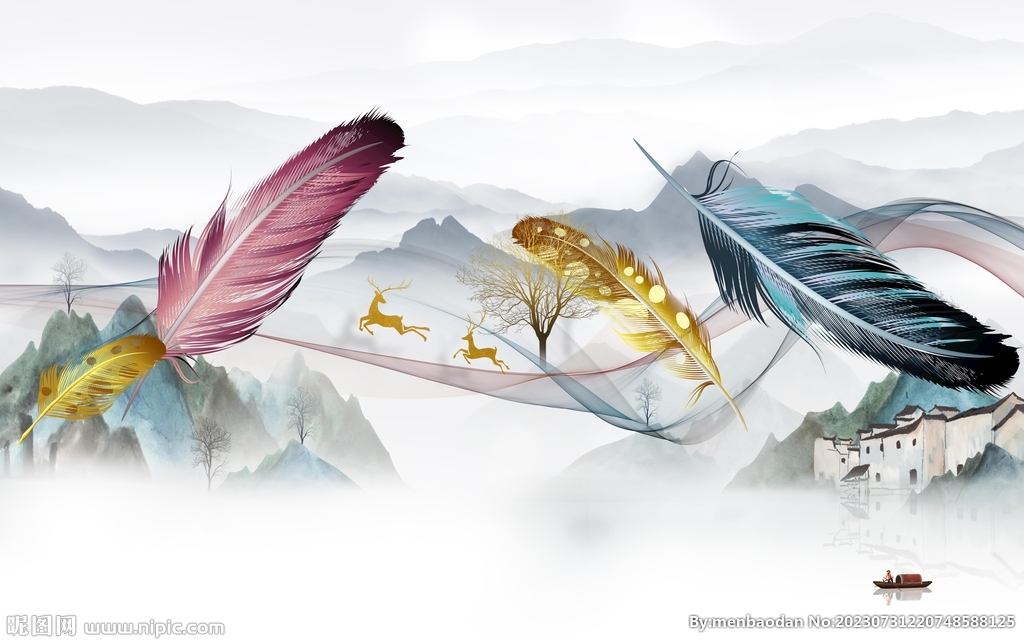 大气 中式简约山水 TIf分层