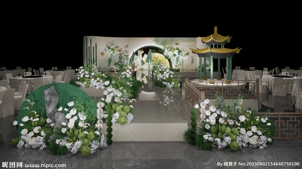 新中式婚礼草图大师su模型