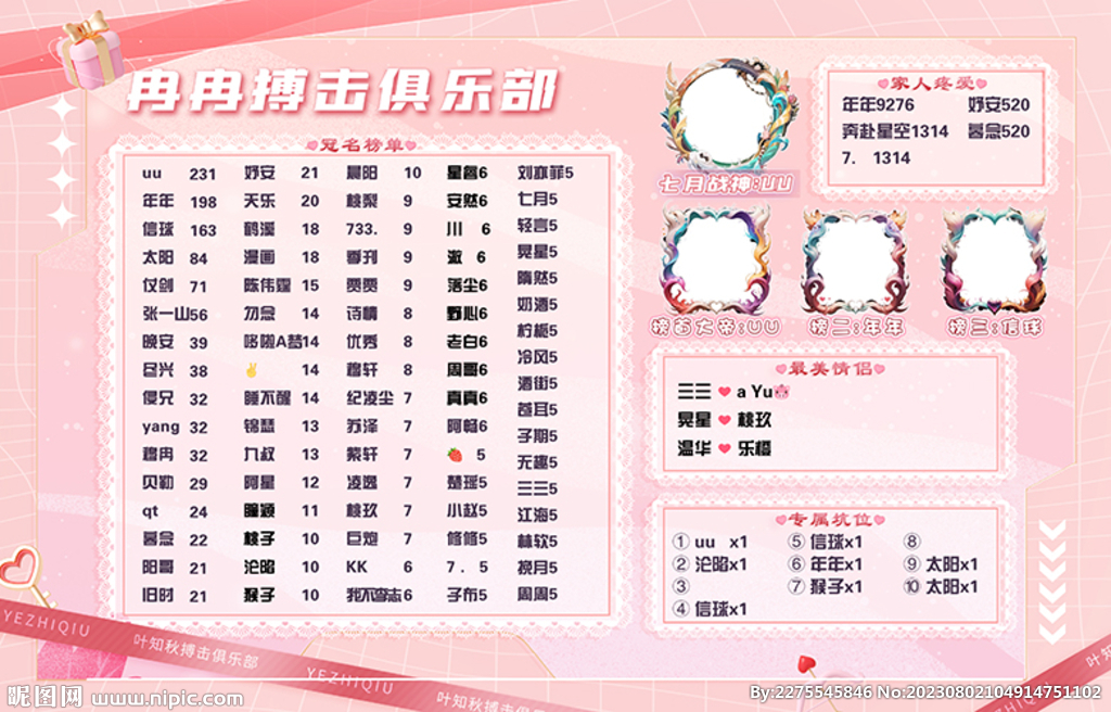 粉色冠名榜海报