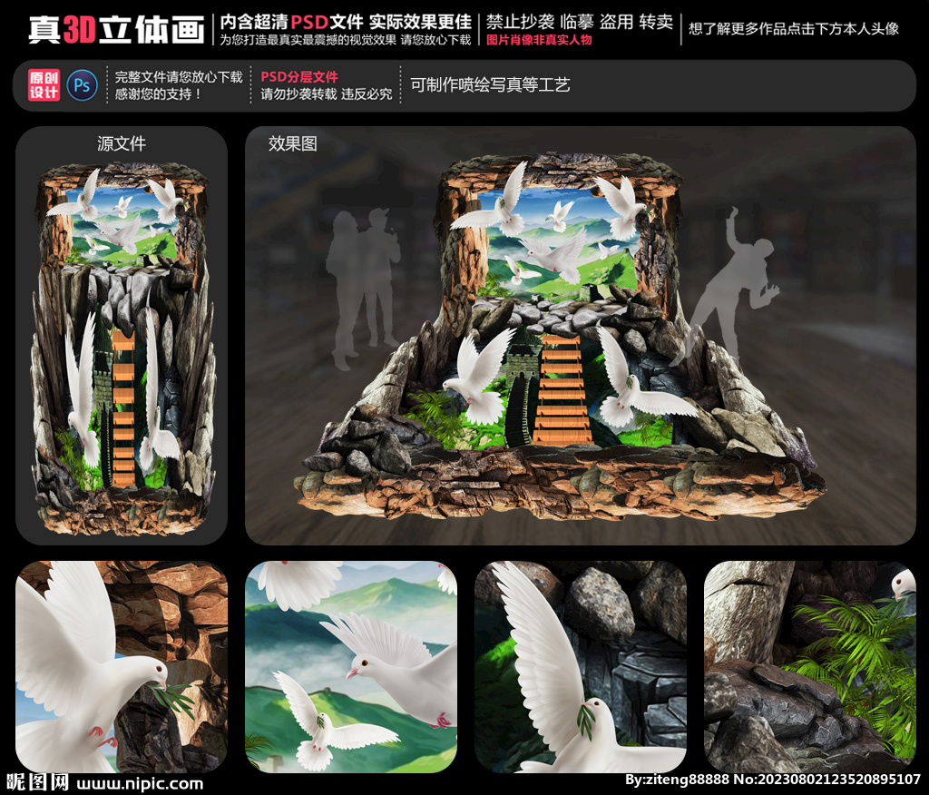 和平鸽立体画
