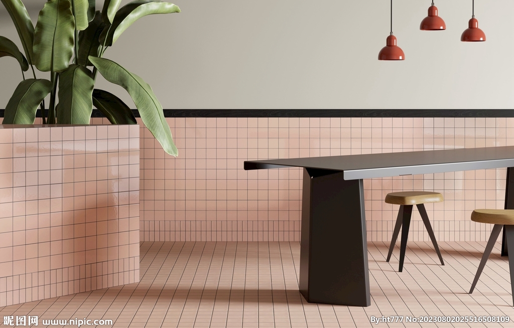 现代意式 小砖餐厅效果图