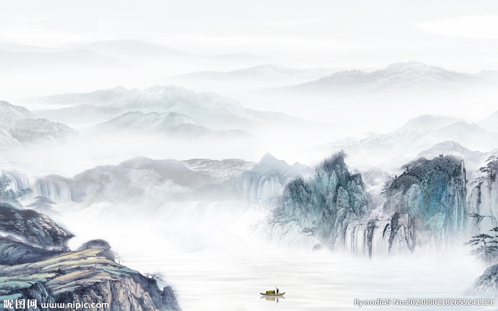 爆款 高端客厅山水 Tif分层