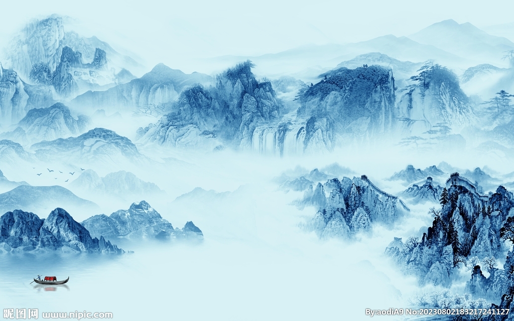 简约 高端客厅山水 Tif分层