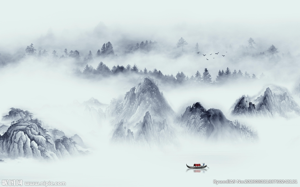 人气 高端客厅山水 Tif分层