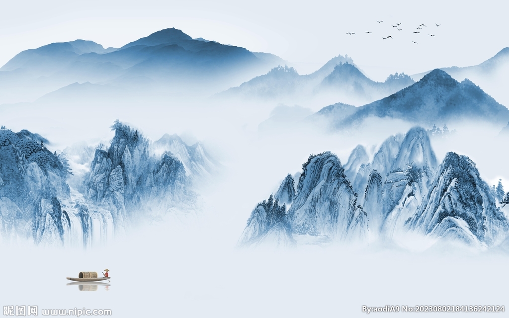 大气 高端客厅山水 Tif分层