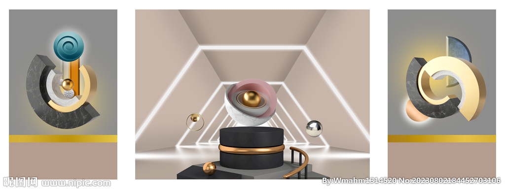 新中式三连装饰画