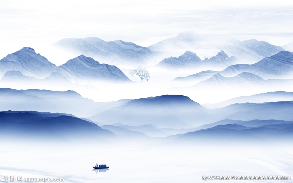 客厅 高清中式山水 Tif分层