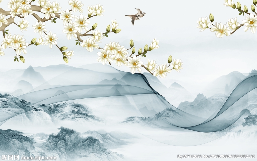 新款 高清中式山水 Tif分层