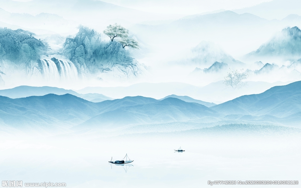 简约 高清中式山水 Tif分层