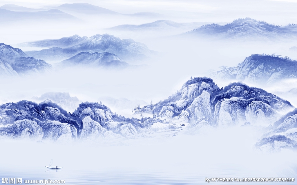 现代 高清中式山水 Tif分层