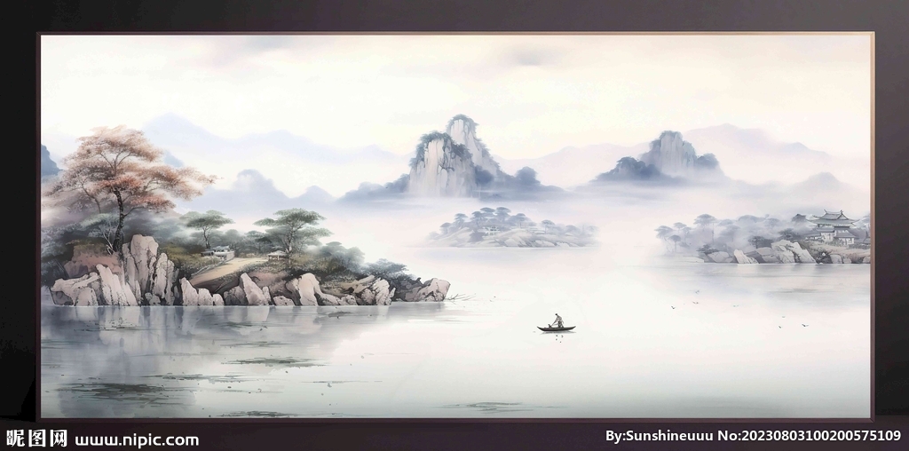 山水画装饰画无框画