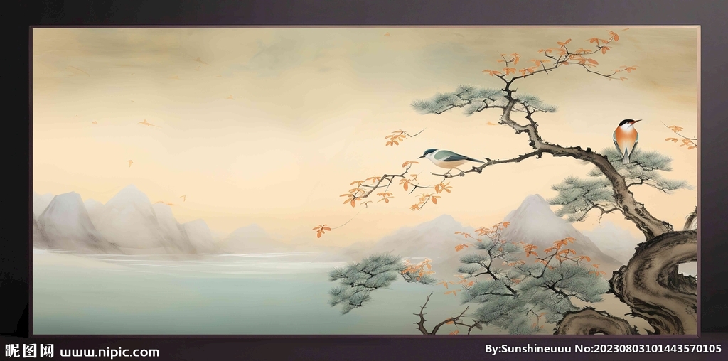 山水画装饰画无框画