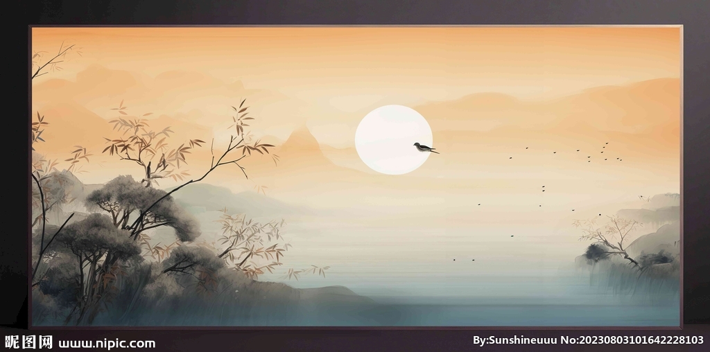 山水画装饰画无框画