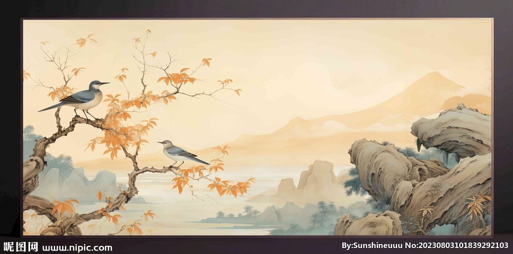 山水画装饰画无框画