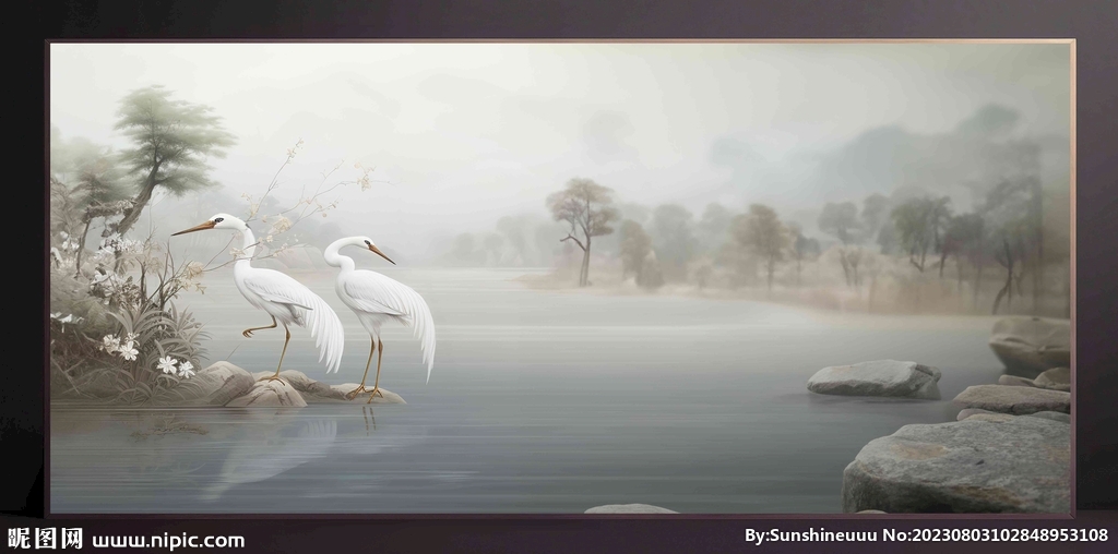 山水画装饰画无框画