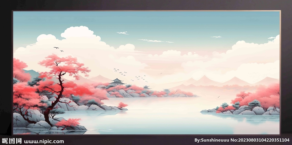 山水画装饰画无框画