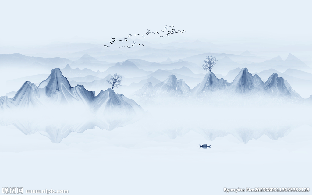 新中式山水背景墙