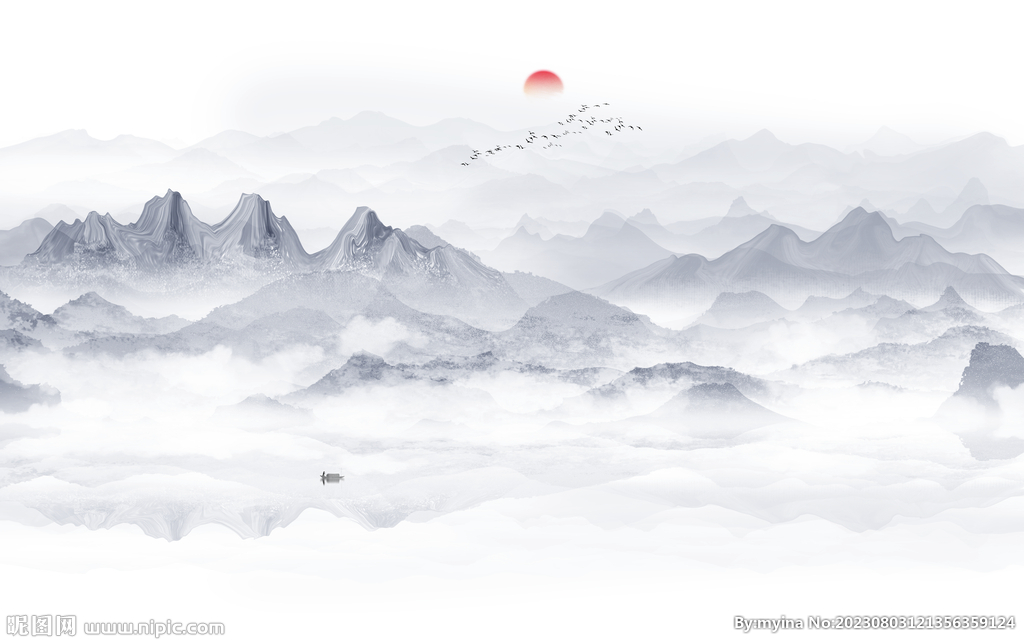 禅意水墨画背景墙