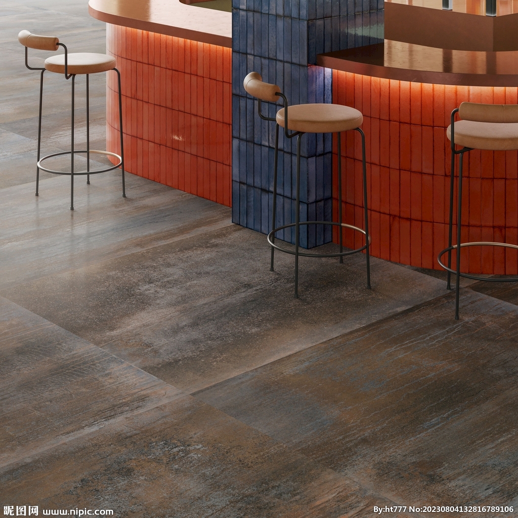 现代意式 吧台地面特写效果