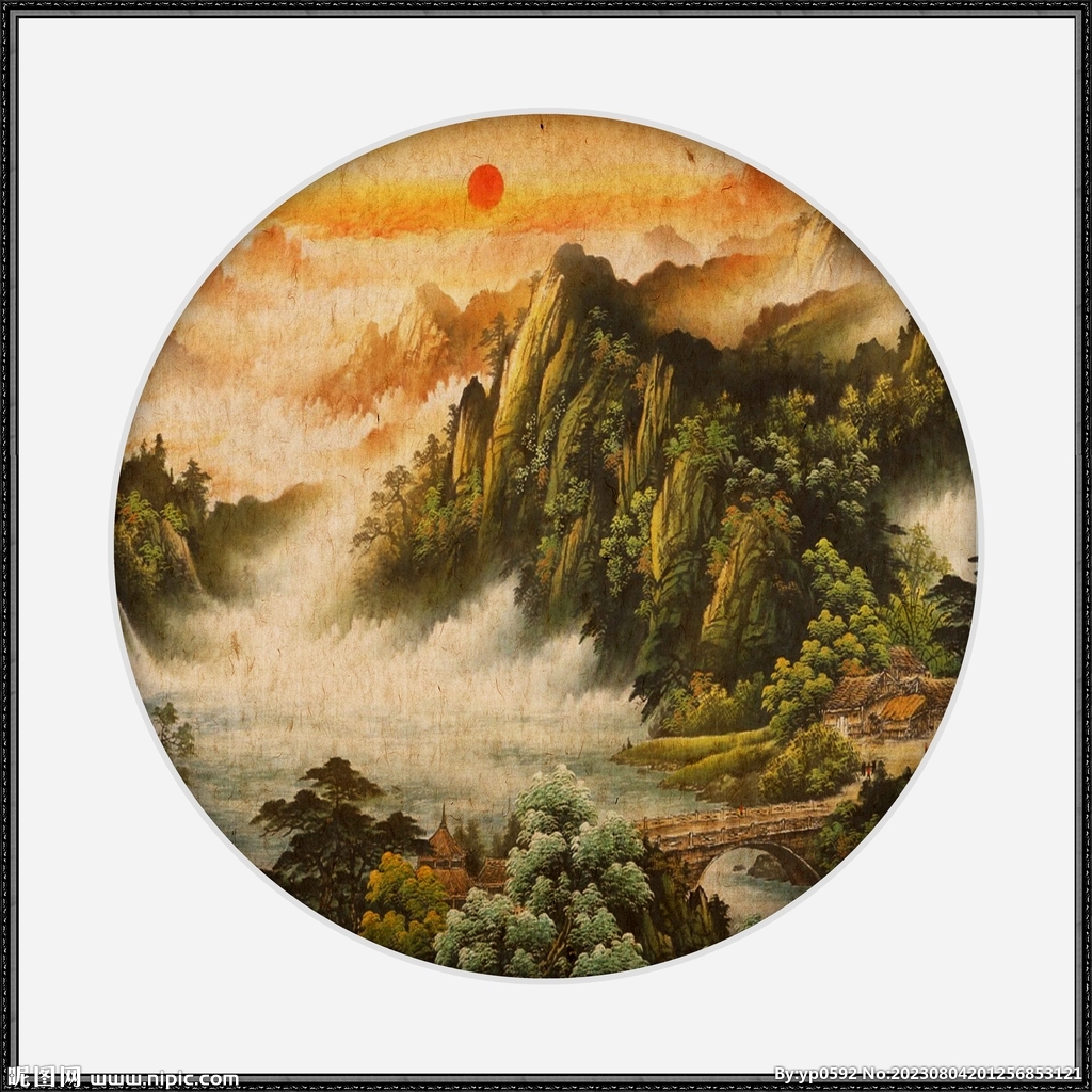 仿古画大厅山水画