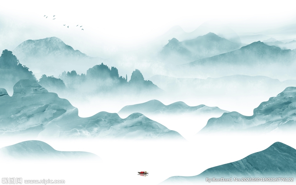 爆款 现代高清山水 TiF分层