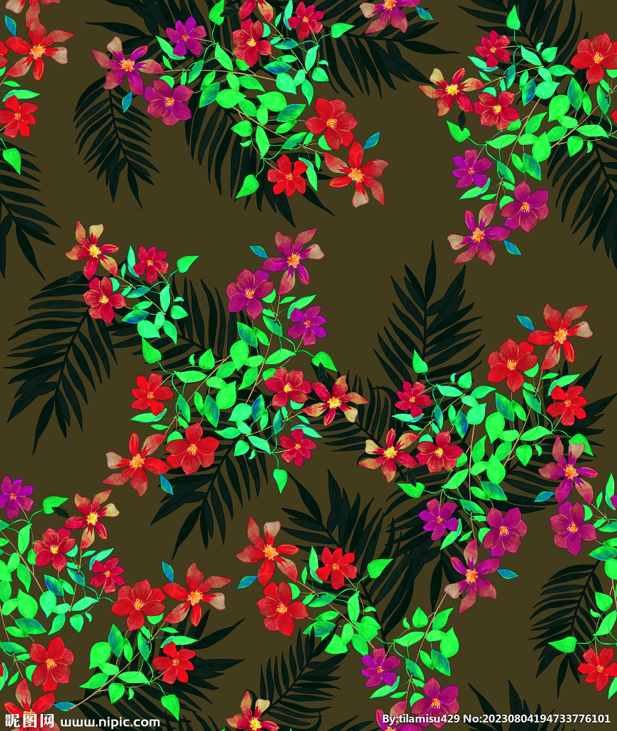 数码印花花卉植物