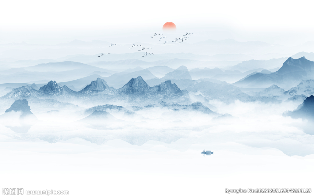 新中式抽象水墨山画