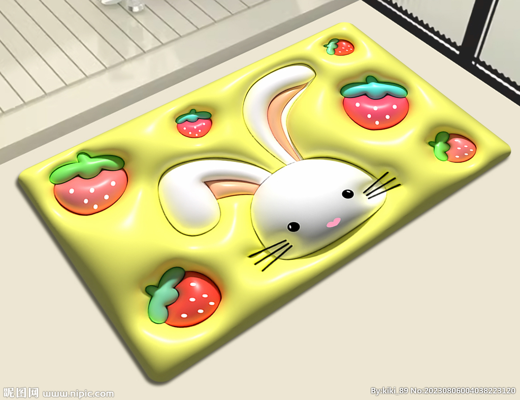 3D膨胀风兔子地垫