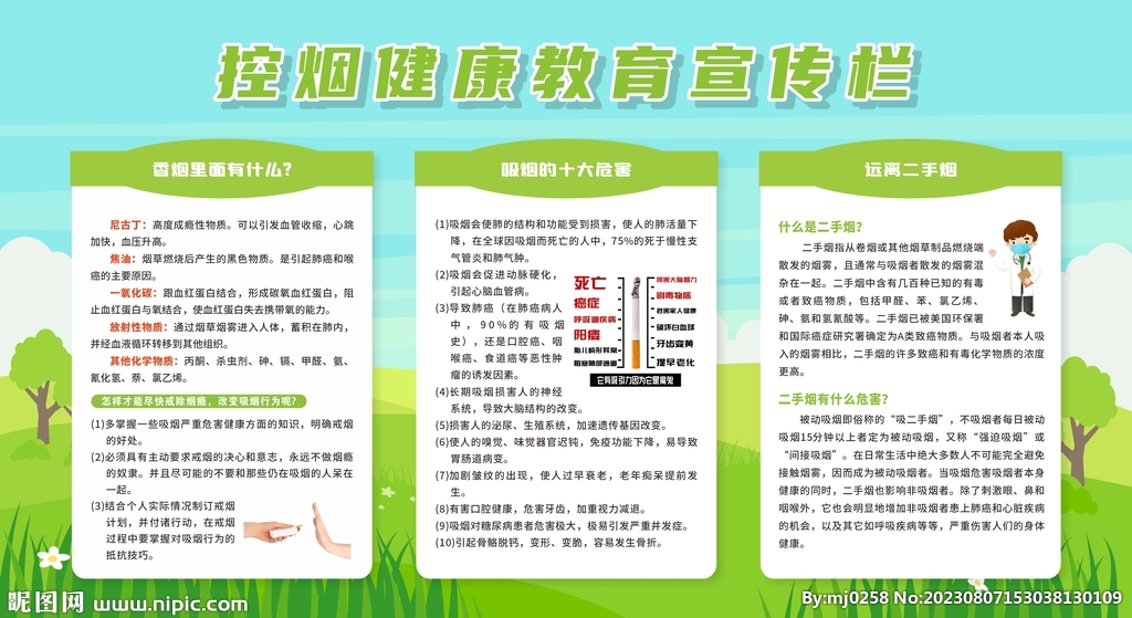 控烟戒烟禁烟健康教育宣传栏