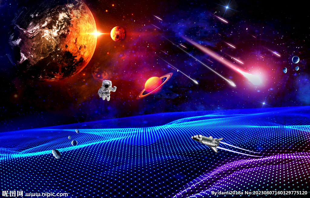 梦幻宇宙星空太空流星雨星球背景