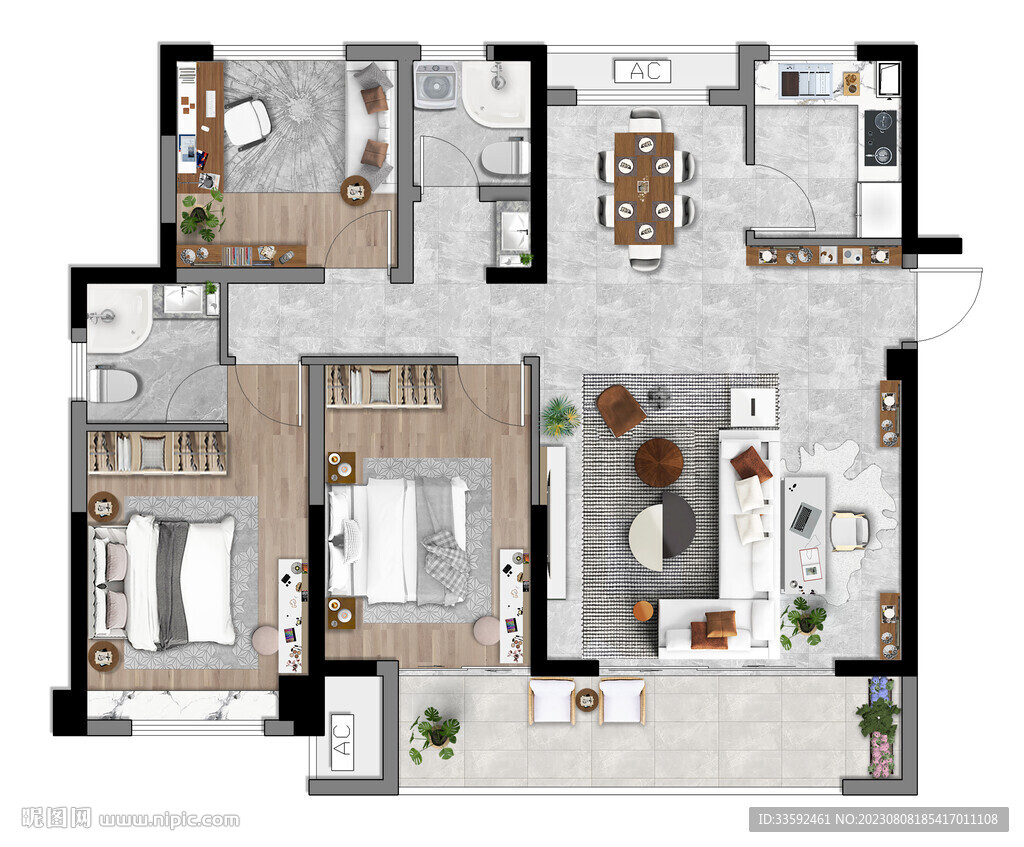 现代室内彩平素材高清分层PSD