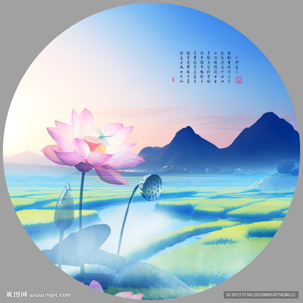 荷花装饰画无框画