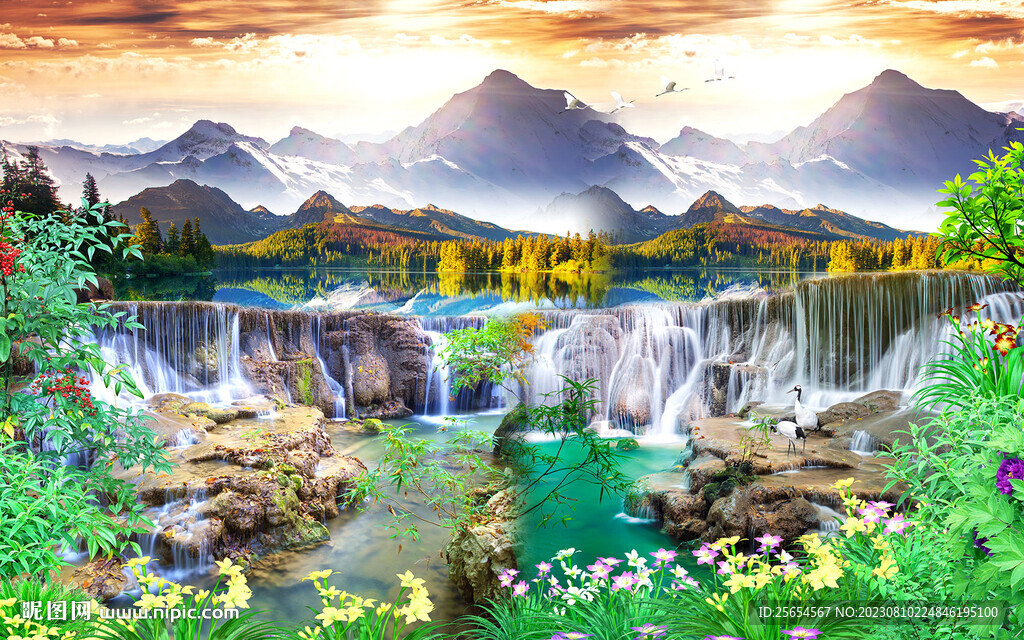 新中式流水生财背景墙