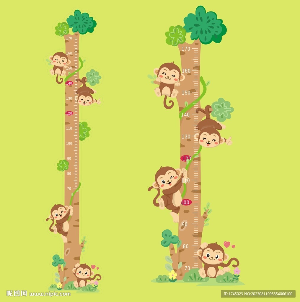 可爱小猴  身高尺  身高贴 