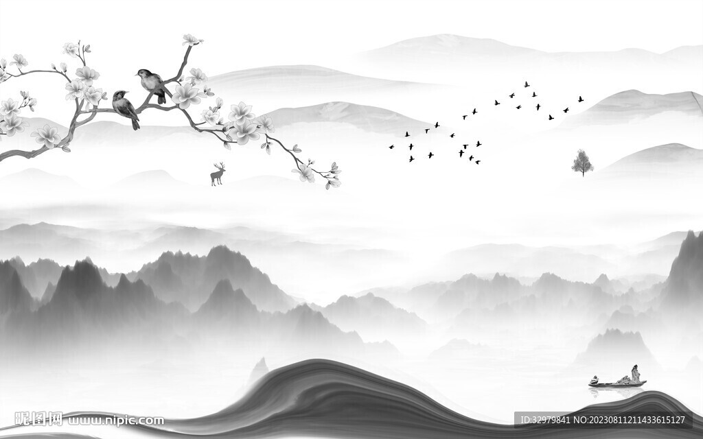 新品 爆款灰色山水 TiF分层