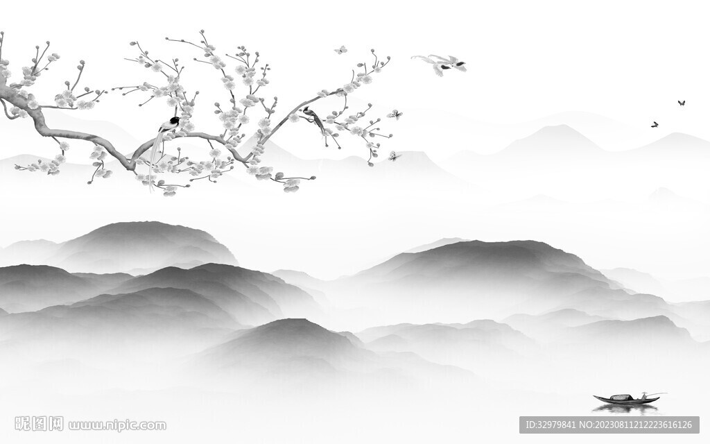 高档 爆款灰色山水 TiF分层