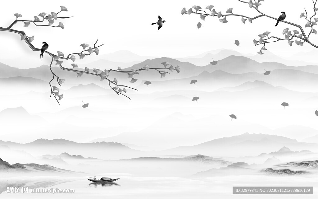 人气 爆款灰色山水 TiF分层