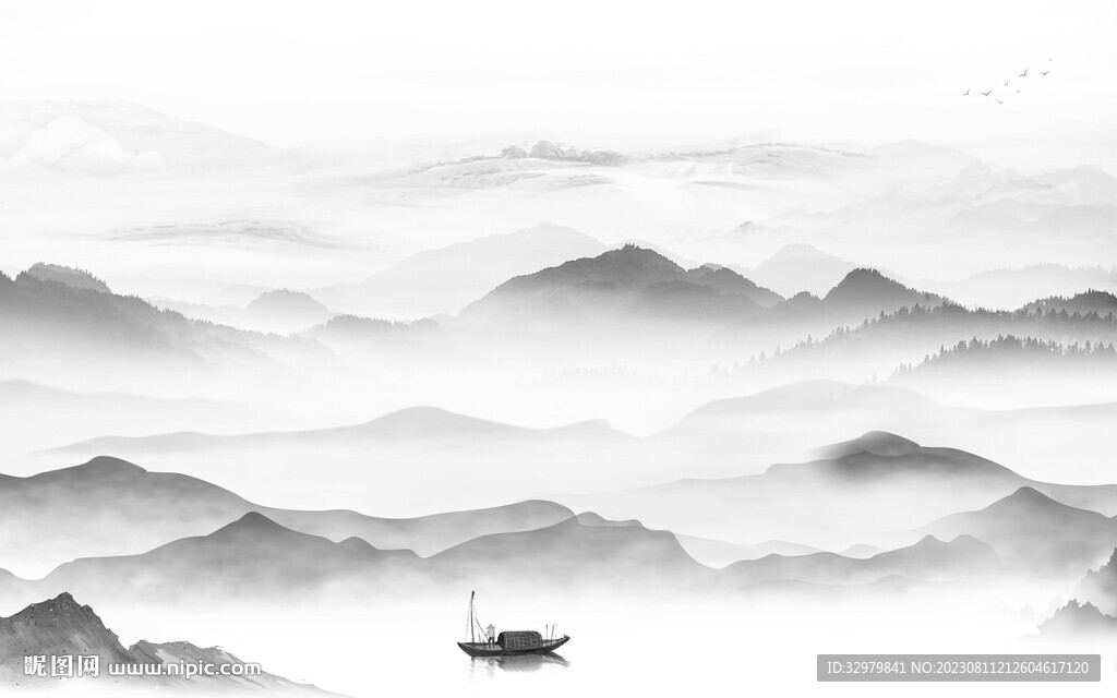 简约 爆款灰色山水 TiF分层