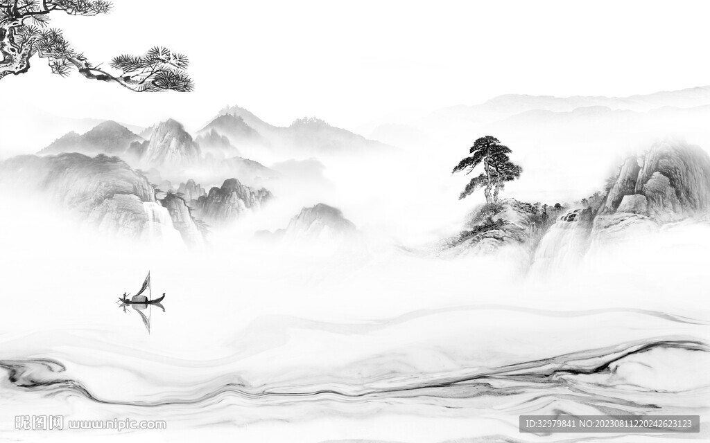 高清 新传灰色山水 TiF分层