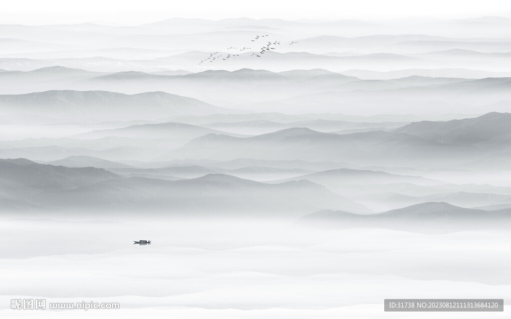 巨幅山水画背景墙