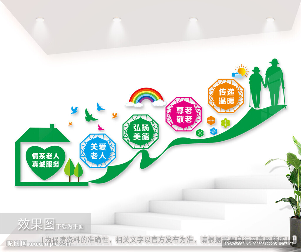  养老院楼梯文化墙图片