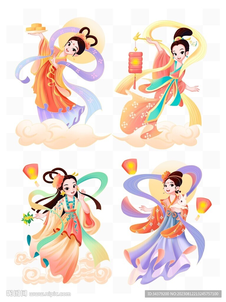 中秋节嫦娥奔月国潮元素