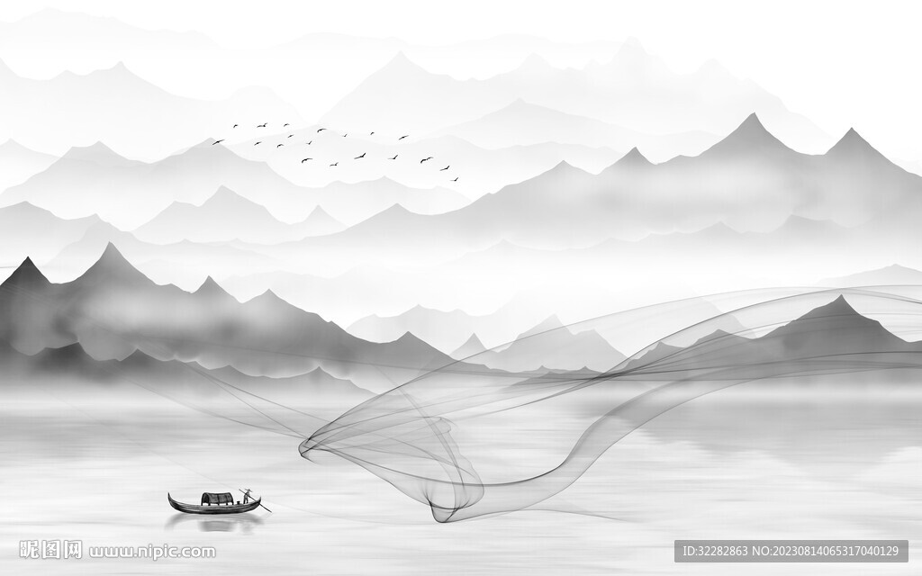 大气 高级灰山水画 TIf分层