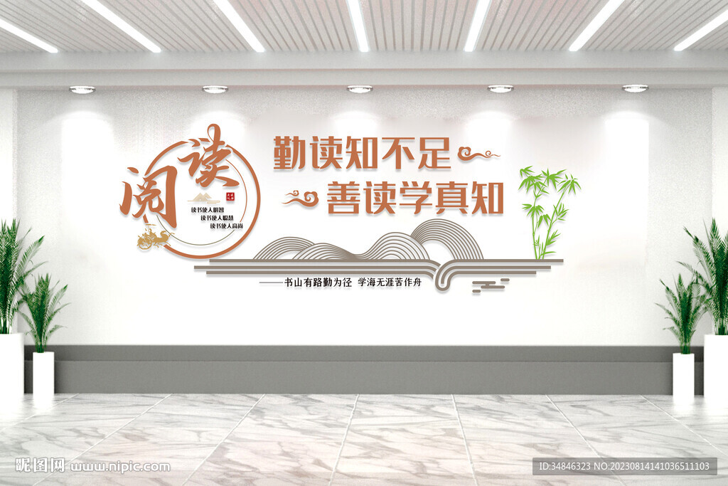 阅读文化墙校园文化墙励志标语